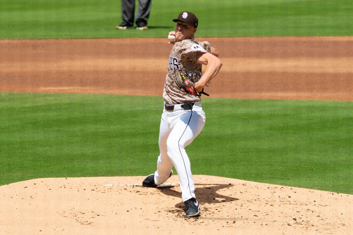 San Diego Padres starting pitcher Nick Pivetta (27) delivers a pitch during an MLB game between the Colorado Rockies and the San Diego Padres, Sunday April 12, 2026 at Petco Park in San Diego, Calif. San Diego Padres starting pitcher Nick Pivetta (27) delivers a pitch during an MLB game between the Colorado Rockies and the San Diego Padres, Sunday April 12, 2026 at Petco Park in San Diego, Calif.