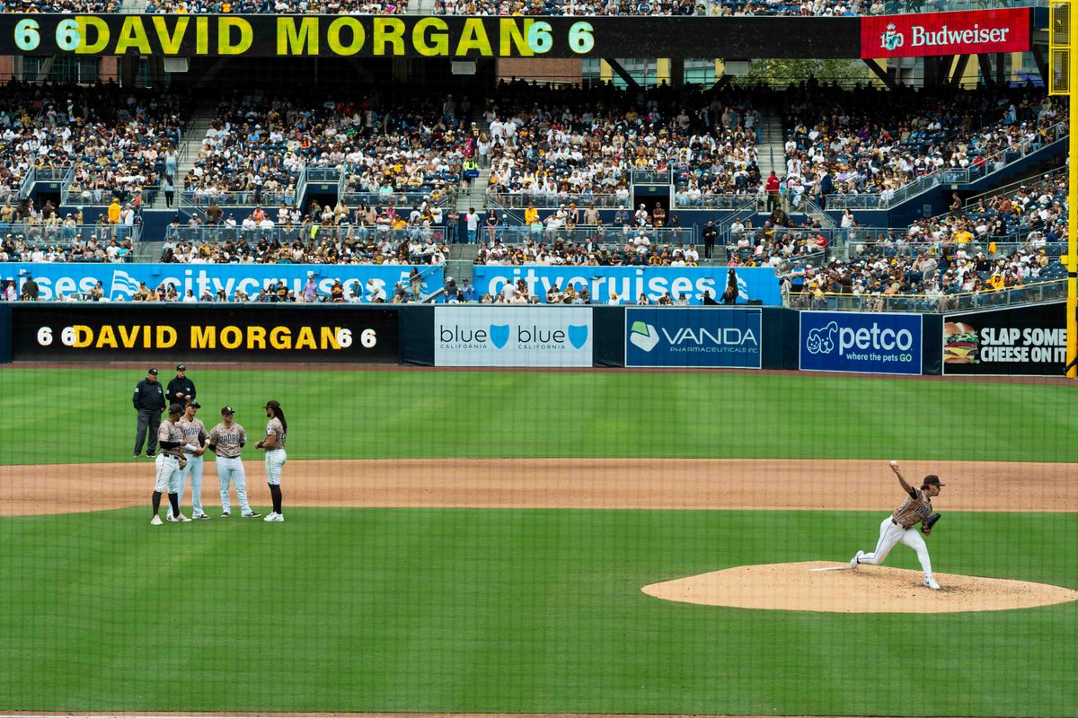 San Diego Padres relief pitcher David Morgan (66) warms up during an MLB game between the Colorado Rockies and the San Diego Padres, Sunday April 12, 2026 at Petco Park in San Diego, Calif. San Diego Padres relief pitcher David Morgan (66) warms up during an MLB game between the Colorado Rockies and the San Diego Padres, Sunday April 12, 2026 at Petco Park in San Diego, Calif.
