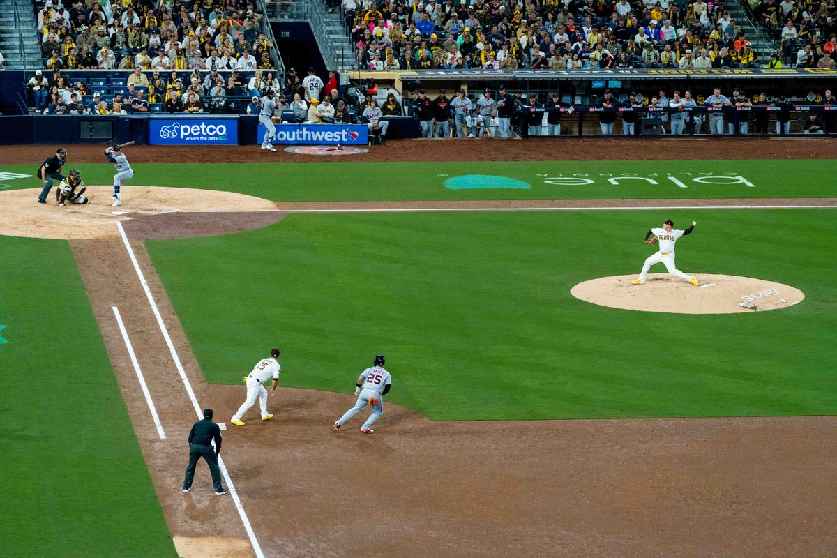 San Diego Padres relief pitcher Adrian Morejon (50) delivers a pitch during an MLB game between the Detroit Tigers and the San Diego Padres, Friday March 27, 2026 at Petco Park in San Diego, Calif. San Diego Padres relief pitcher Adrian Morejon (50) delivers a pitch during an MLB game between the Detroit Tigers and the San Diego Padres, Friday March 27, 2026 at Petco Park in San Diego, Calif.