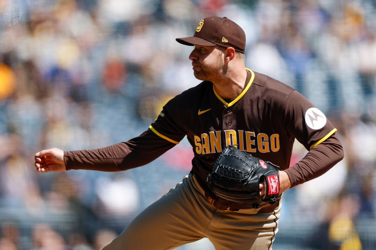 Michael King #34 throws a pitch against the Pirates at PNC Park on April 8, 2025 in Pittsburgh. Michael King #34 throws a pitch against the Pirates at PNC Park on April 8, 2025 in Pittsburgh.