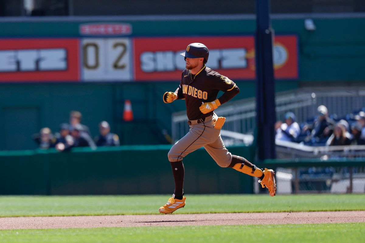 Jake Cronenworth #9 rounds the bases after hitting a home run against the Pirates at PNC Park on April 8, 2025 in Pittsburgh. Jake Cronenworth #9 rounds the bases after hitting a home run against the Pirates at PNC Park on April 8, 2025 in Pittsburgh.
