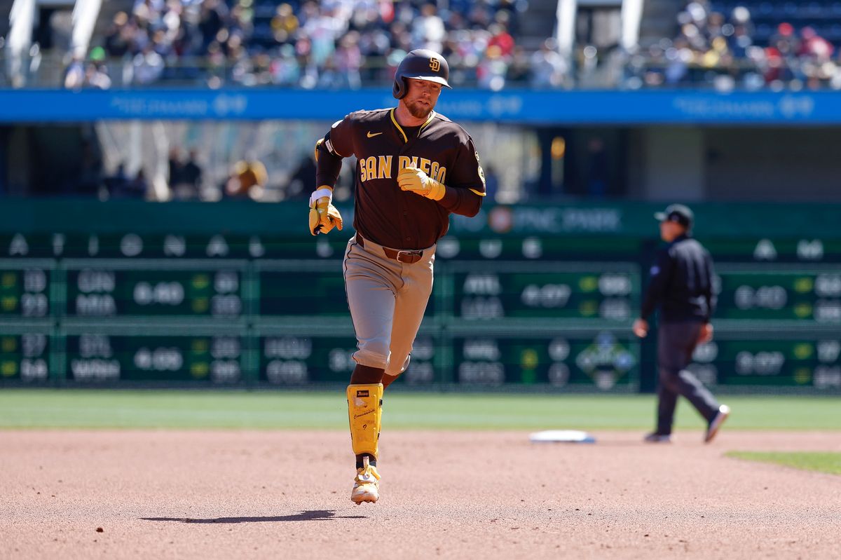 Jake Cronenworth #9 rounds the bases after hitting a home run against the Pirates at PNC Park on April 8, 2025 in Pittsburgh. Jake Cronenworth #9 rounds the bases after hitting a home run against the Pirates at PNC Park on April 8, 2025 in Pittsburgh.