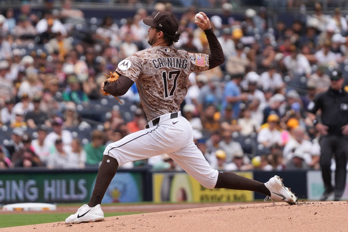 Padres starting pitcher Griffin Canning (17) pitches the ball during an MLB baseball game against the White Sox, Sunday May 03, 2026 in San Diego, California. Padres starting pitcher Griffin Canning (17) pitches the ball during an MLB baseball game against the White Sox, Sunday May 03, 2026 in San Diego, California.