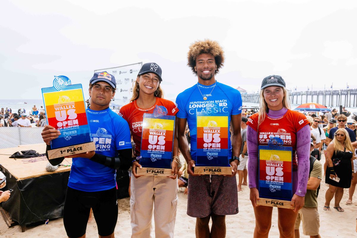 Eli Hanneman, Kelis Kaleopa'a, Kaniela Stewart, Sawyer Lindblad. Pat Nolan/World Surf League