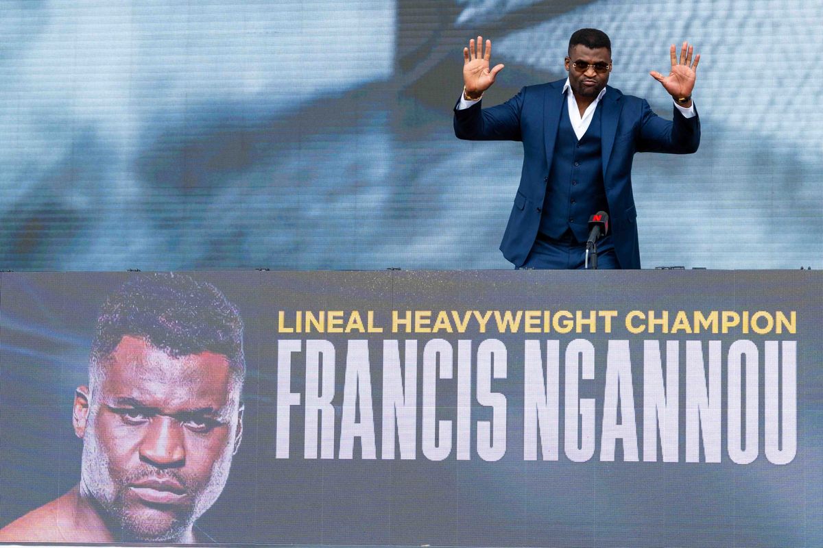 MMA fighter Francis Ngannou waves to the crowd as he is introduced during a pre-fight press conference for a Netflix fight, Tuesday March 10, 2026 in Inglewood, Calif. MMA fighter Francis Ngannou waves to the crowd as he is introduced during a pre-fight press conference for a Netflix fight, Tuesday March 10, 2026 in Inglewood, Calif.