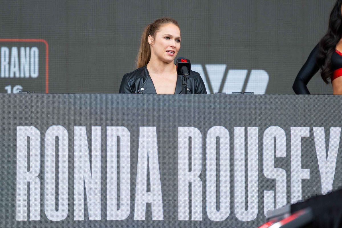 MMA fighter Ronda Rousey speaks to media during a pre-fight press conference for a Netflix fight, Tuesday March 10, 2026 in Inglewood, Calif. MMA fighter Ronda Rousey speaks to media during a pre-fight press conference for a Netflix fight, Tuesday March 10, 2026 in Inglewood, Calif.