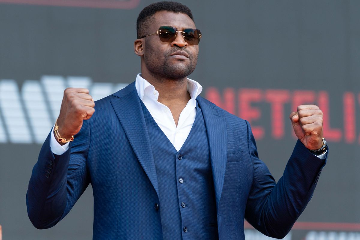 MMA fighter Francis Ngannou poses during a pre-fight press conference for a Netflix fight, Tuesday March 10, 2026 in Inglewood, Calif. MMA fighter Francis Ngannou poses during a pre-fight press conference for a Netflix fight, Tuesday March 10, 2026 in Inglewood, Calif.