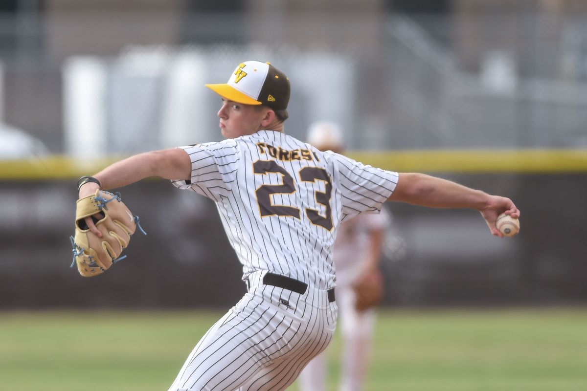 Temecula Valley Scott Forest (23) pitches in relief during an High School Baseball game against Huntington Beach Tuesday May 12, 2026 in Temecula, California. Temecula Valley Scott Forest (23) pitches in relief during an High School Baseball game against Huntington Beach Tuesday May 12, 2026 in Temecula, California.