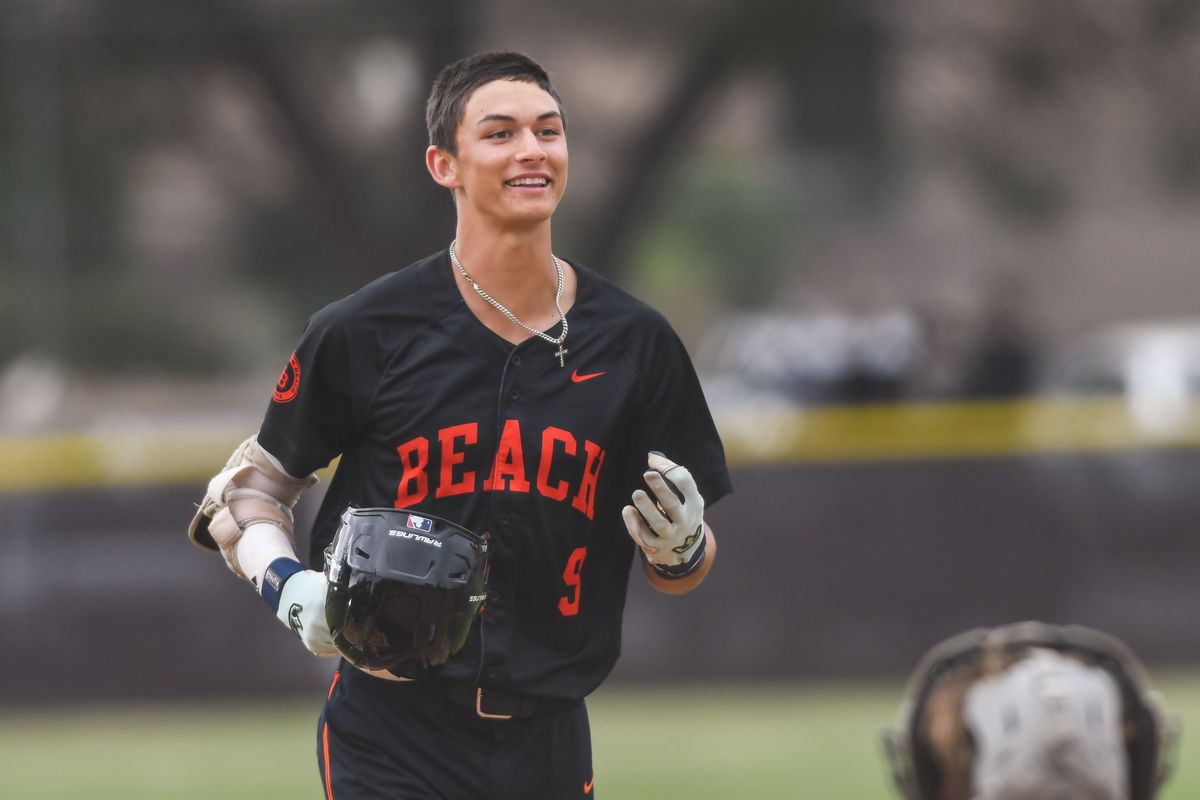 Huntington Beach Elyjah Mason (9) rounds the bases following hitting a homer during an High School Baseball game against Temecula Valley Tuesday May 12, 2026 in Temecula, California. Huntington Beach Elyjah Mason (9) rounds the bases following hitting a homer during an High School Baseball game against Temecula Valley Tuesday May 12, 2026 in Temecula, California.