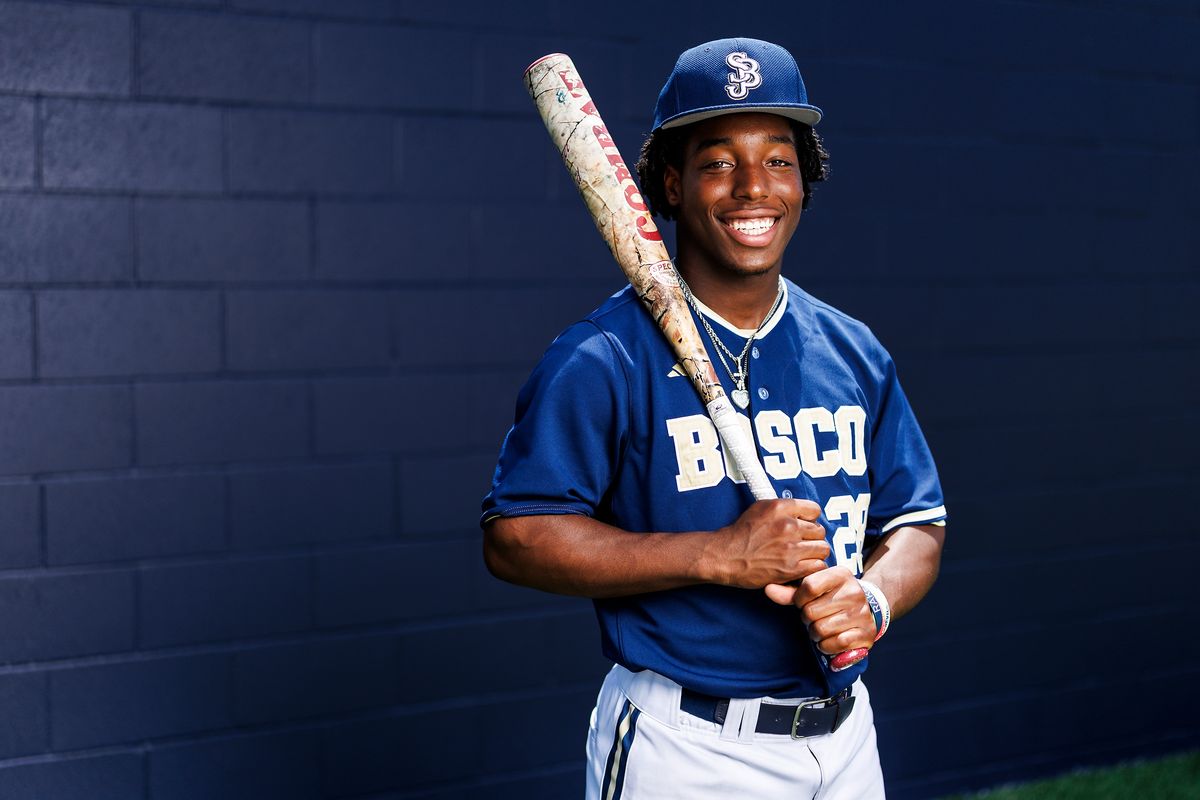 Miles Clark #28 of St. John Bosco High School poses for a portrait at St. John Bosco High School on May 21, 2026 in Bellflower, California. Miles Clark #28 of St. John Bosco High School poses for a portrait at St. John Bosco High School on May 21, 2026 in Bellflower, California.