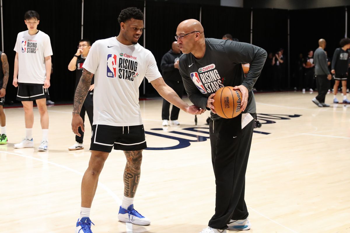 Raptors 905 guard Alijah Martin (55) participates in drills during NBA Rising Stars practice on February 13, 2026 in Inglewood, CA. Raptors 905 guard Alijah Martin (55) participates in drills during NBA Rising Stars practice on February 13, 2026 in Inglewood, CA.