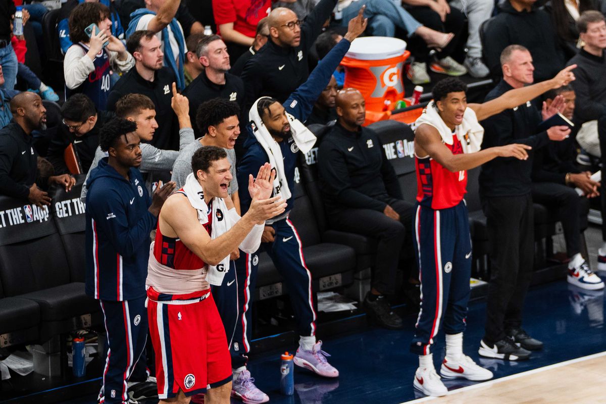 Los Angeles Clippers bench celebrates a blocked shot during an NBA basketball game against the Phoenix Suns, Saturday November 8th, 2025 in Inglewood, California. Los Angeles Clippers bench celebrates a blocked shot during an NBA basketball game against the Phoenix Suns, Saturday November 8th, 2025 in Inglewood, California.