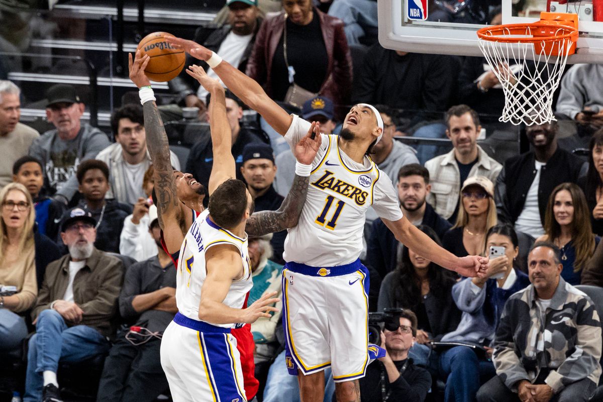 Jaxson Hayes #11 and Maxi Kleber #14 of the Los Angeles Lakers attempt to block a shot during an NBA basketball game against the LA Clippers, Saturday December 20, 2025 in Inglewood, Calif. Jaxson Hayes #11 and Maxi Kleber #14 of the Los Angeles Lakers attempt to block a shot during an NBA basketball game against the LA Clippers, Saturday December 20, 2025 in Inglewood, Calif.