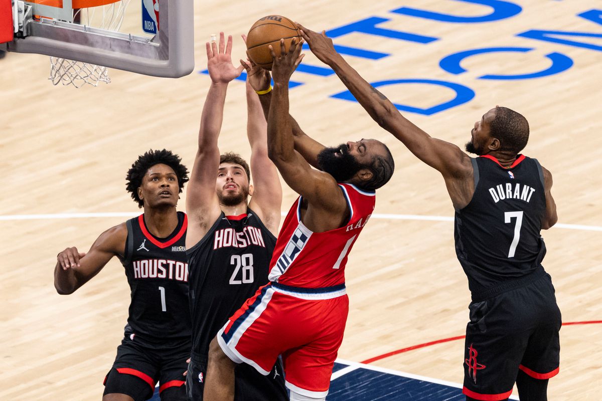 James Harden #1 of the LA Clippers drives to the rim during an NBA basketball game against the Houston Rockets, Tuesday December 23, 2025 in Inglewood, Calif. James Harden #1 of the LA Clippers drives to the rim during an NBA basketball game against the Houston Rockets, Tuesday December 23, 2025 in Inglewood, Calif.