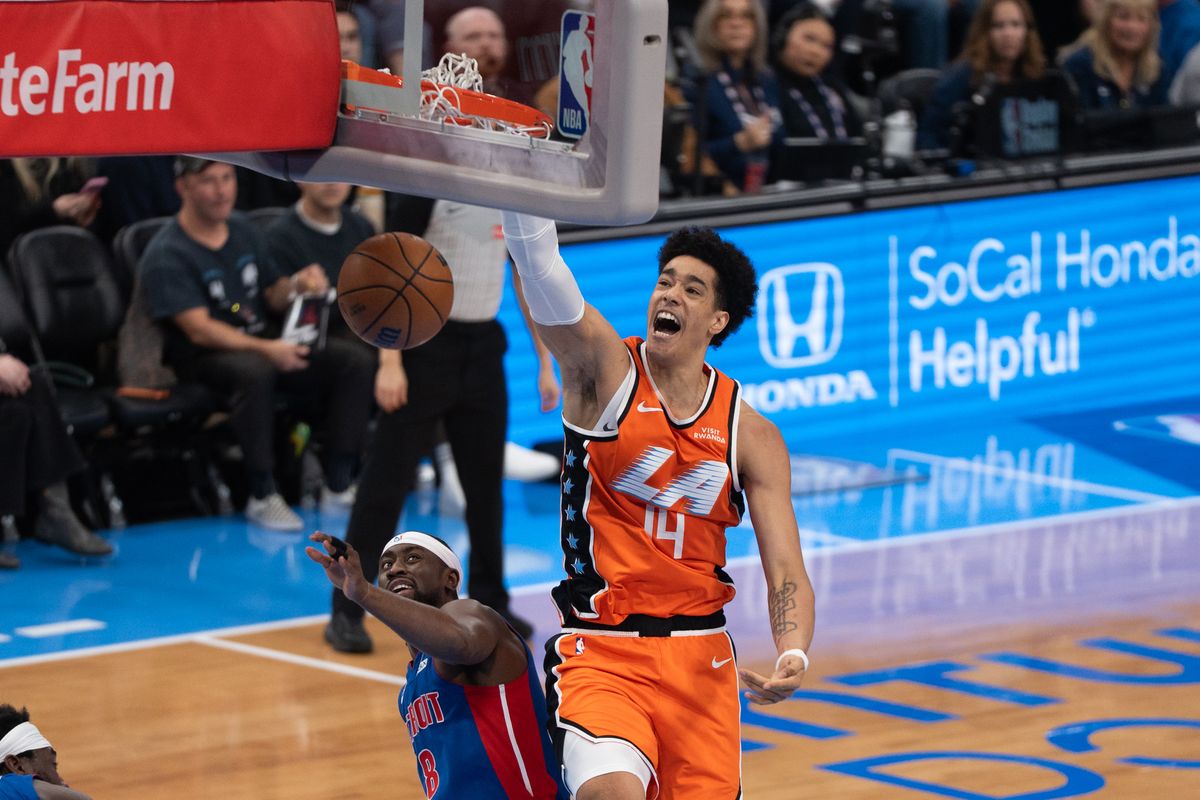 Los Angeles Clippers Center Yanic Konan Niederhauser (14) has a vicious put back dunk during an NBA basketball game against the Detroit Pistons, Sunday December 28th, 2025 in Inglewood, California. Los Angeles Clippers Center Yanic Konan Niederhauser (14) has a vicious put back dunk during an NBA basketball game against the Detroit Pistons, Sunday December 28th, 2025 in Inglewood, California.