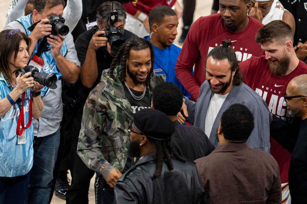 Los Angeles Clippers guard Darius Garland being greeted by his old teammates during an NBA basketball game against the Cleveland Cavaliers, Wednesday February 4th, 2026 in Los Angeles, California. Los Angeles Clippers guard Darius Garland being greeted by his old teammates during an NBA basketball game against the Cleveland Cavaliers, Wednesday February 4th, 2026 in Los Angeles, California.