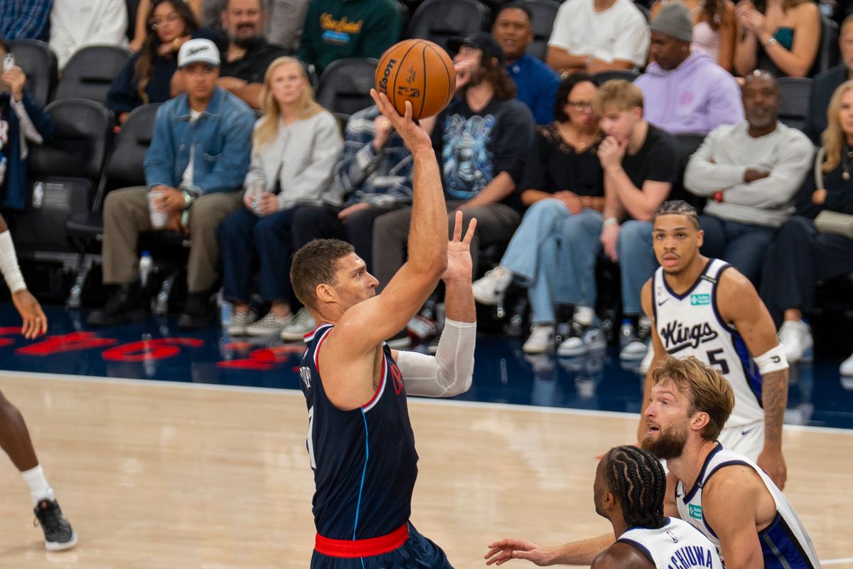 Los Angeles Clippers center Brook Lopez (11) makes the turnaround mid range jumper during an NBA basketball game against the Sacramento Kings, Wednesday October 21st, 2026 in Los Angeles, California. Los Angeles Clippers center Brook Lopez (11) makes the turnaround mid range jumper during an NBA basketball game against the Sacramento Kings, Wednesday October 21st, 2026 in Los Angeles, California.