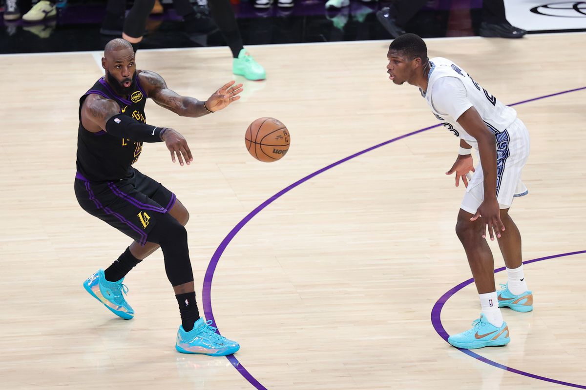 #23 SF LeBron James of the Los Angeles Lakers makes a pass during an NBA game against the Memphis Grizzlies on January 2, 2026 in Los Angeles, CA. #23 SF LeBron James of the Los Angeles Lakers makes a pass during an NBA game against the Memphis Grizzlies on January 2, 2026 in Los Angeles, CA.