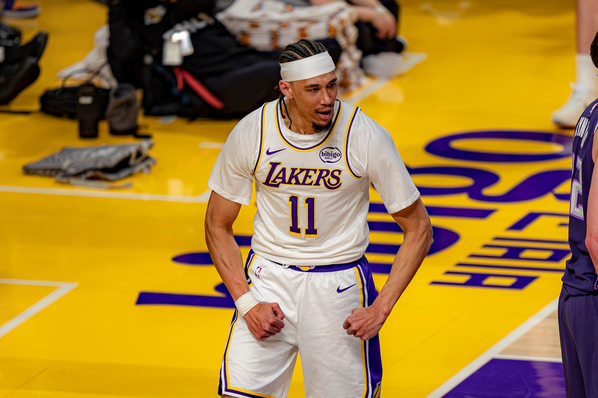Los Angeles Lakers center Jaxson Hayes (11) celebrating his dunk during an NBA basketball game against the Sacramento Kings on March 1st, 2026 in Los Angeles, CA. Los Angeles Lakers center Jaxson Hayes (11) celebrating his dunk during an NBA basketball game against the Sacramento Kings on March 1st, 2026 in Los Angeles, CA.