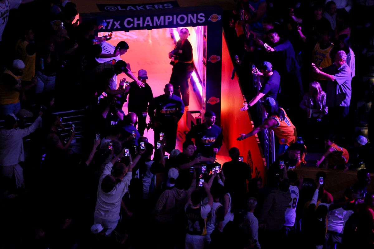 LeBron James #23 of the Los Angeles Lakers runs out of the tunnel onto the court before an NBA Playoffs basketball game against the Oklahoma City Thunder, Monday May 11, 2026 in Los Angeles, Calif. LeBron James #23 of the Los Angeles Lakers runs out of the tunnel onto the court before an NBA Playoffs basketball game against the Oklahoma City Thunder, Monday May 11, 2026 in Los Angeles, Calif.