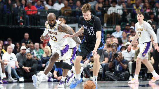 Hobbled Lakers fall to Dallas taken at American Airlines Center (Los Angeles Lakers). Photo by Kevin Jairaj-Imagn Images