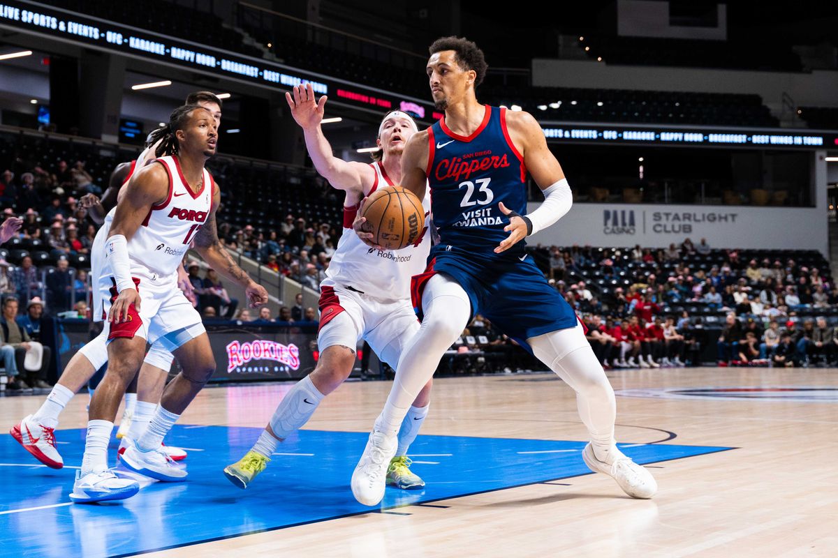 San Diego Clippers forward Patrick Baldwin (23) pivots during a NBA G League Basketball game between Sioux Falls and San Diego, Sunday December 28, 2025 at Frontwave Arena in Oceanside, Calif. San Diego Clippers forward Patrick Baldwin (23) pivots during a NBA G League Basketball game between Sioux Falls and San Diego, Sunday December 28, 2025 at Frontwave Arena in Oceanside, Calif.