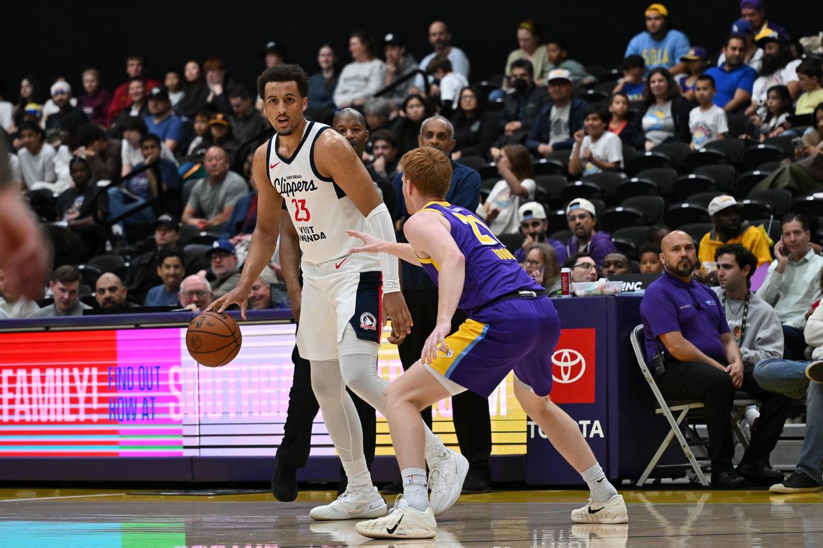 San Diego Clippers Forward Patrick Baldwin Jr (23) dribbles the ball during a G-League basketball game between the South Bay Lakers and San Diego Clippers Wednesday, January 14, 2026 at UCLA Health Training Center in El Segundo, Calif. San Diego Clippers Forward Patrick Baldwin Jr (23) dribbles the ball during a G-League basketball game between the South Bay Lakers and San Diego Clippers Wednesday, January 14, 2026 at UCLA Health Training Center in El Segundo, Calif.
