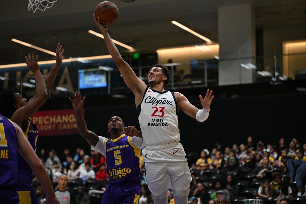 San Diego Clippers Forward Patrick Baldwin Jr (23) scores a layup during a G-League basketball game between the South Bay Lakers and San Diego Clippers Wednesday, January 14, 2026 at UCLA Health Training Center in El Segundo, Calif. San Diego Clippers Forward Patrick Baldwin Jr (23) scores a layup during a G-League basketball game between the South Bay Lakers and San Diego Clippers Wednesday, January 14, 2026 at UCLA Health Training Center in El Segundo, Calif.