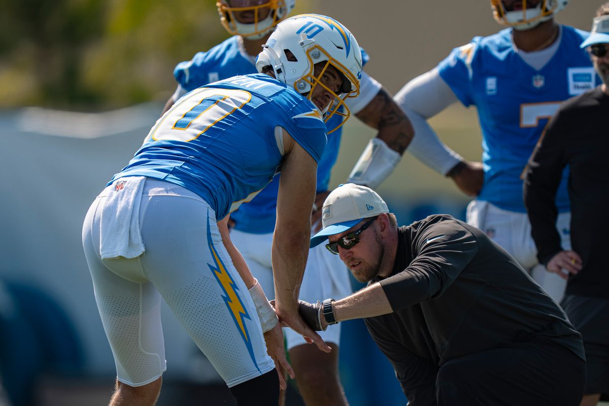 Los Angeles Chargers quarterback Justin Herbert (10) during Chargers training camp at the Bolt on Wednesday, July 29th in El Segundo, CA. Los Angeles Chargers quarterback Justin Herbert (10) during Chargers training camp at the Bolt on Wednesday, July 29th in El Segundo, CA.