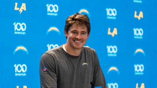 Los Angeles Chargers quarterback Justin Herbert addresses media during Chargers training camp at the Bolt on Wednesday, July 29th in El Segundo, CA. Los Angeles Chargers quarterback Justin Herbert addresses media during Chargers training camp at the Bolt on Wednesday, July 29th in El Segundo, CA.