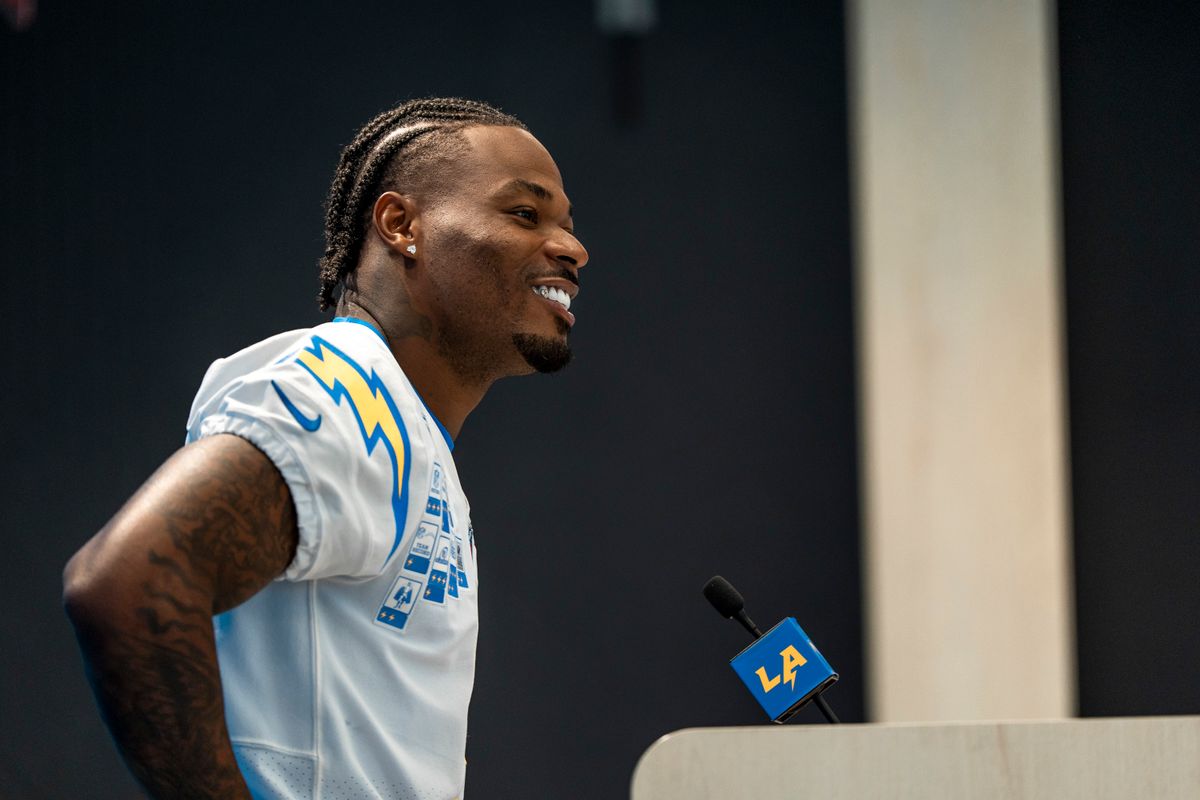 Los Angeles Chargers safety Derwin James Jr. addresses media during Chargers training camp at the Bolt on Wednesday, July 29th in El Segundo, CA. Los Angeles Chargers safety Derwin James Jr. addresses media during Chargers training camp at the Bolt on Wednesday, July 29th in El Segundo, CA.