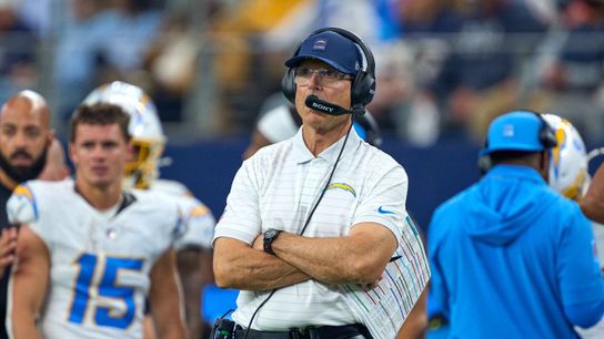 Los Angeles Chargers head coach Jim Harbaugh looks on during an NFL football game against the Dallas Cowboys, on Sunday December 21, 2025 in Arlington, Texas. Los Angeles Chargers head coach Jim Harbaugh looks on during an NFL football game against the Dallas Cowboys, on Sunday December 21, 2025 in Arlington, Texas.