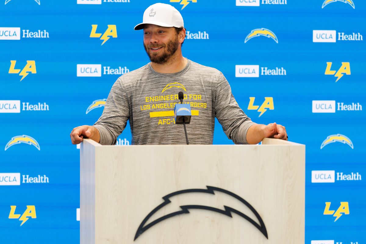 Alec Ingold of the Los Angeles Chargers address the media during a press conference after offseason workouts at The Bolt on April 20, 2026 in El Segundo, California. Alec Ingold of the Los Angeles Chargers address the media during a press conference after offseason workouts at The Bolt on April 20, 2026 in El Segundo, California.