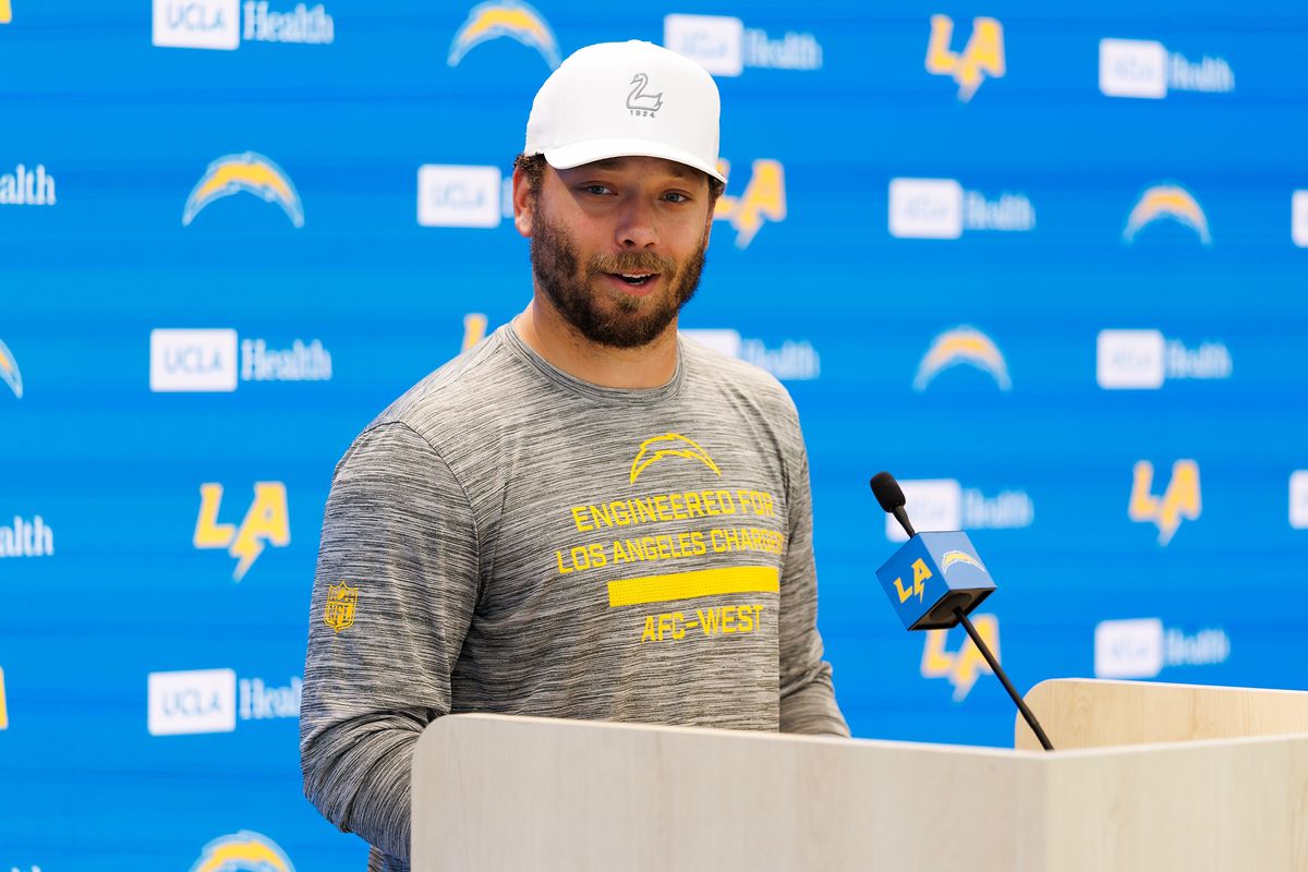 Alec Ingold of the Los Angeles Chargers address the media during a press conference after offseason workouts at The Bolt on April 20, 2026 in El Segundo, California. Alec Ingold of the Los Angeles Chargers address the media during a press conference after offseason workouts at The Bolt on April 20, 2026 in El Segundo, California.