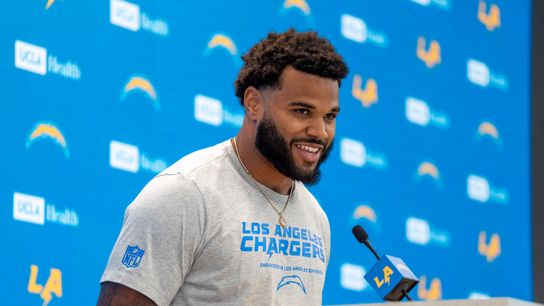 Los Angeles Chargers edge Akheem Mesidor attends his first presser after being drafted in the first round of the NFL Draft on April 24th, 2026 at The Bolt. Los Angeles Chargers edge Akheem Mesidor attends his first presser after being drafted in the first round of the NFL Draft on April 24th, 2026 at The Bolt.
