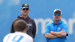 “One goal: Win a championship” Harbaugh, Hortiz set standard for Chargers offseason taken at The Bolt (Los Angeles Chargers). Photo by Kirby Lee-Imagn Images