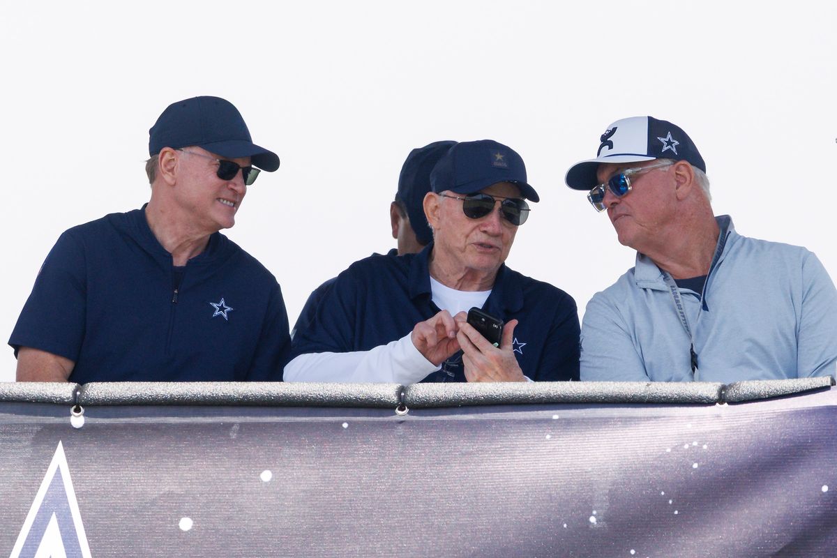 Jerry Jones of the Dallas Cowboys during training camp at River Ridge Playing Fields on July 30, 2026 in Oxnard, California. Jerry Jones of the Dallas Cowboys during training camp at River Ridge Playing Fields on July 30, 2026 in Oxnard, California.