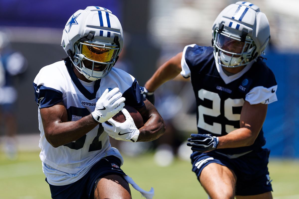 Jonathan Mingo #81 of the Dallas Cowboys runs after the catch during training camp at River Ridge Playing Fields on July 30, 2026 in Oxnard, California. Jonathan Mingo #81 of the Dallas Cowboys runs after the catch during training camp at River Ridge Playing Fields on July 30, 2026 in Oxnard, California.