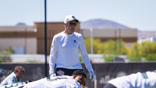 Las Vegas Raiders head coach Pete Carroll walks by his players as they stretch before the Raiders’ rookie mini camp, Friday May 9, 2025 in Las Vegas, Nev. Las Vegas Raiders head coach Pete Carroll walks by his players as they stretch before the Raiders’ rookie mini camp, Friday May 9, 2025 in Las Vegas, Nev.