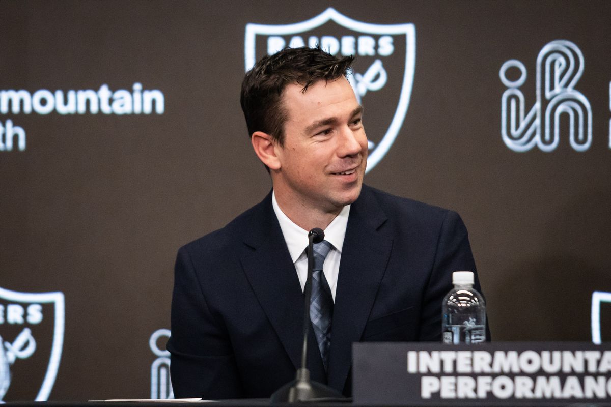 Las Vegas Raiders newly hired head coach Klint Kubiak smiles while speaking to the media during a press conference, Tuesday February 10, 2026 in Henderson, Nev. Las Vegas Raiders newly hired head coach Klint Kubiak smiles while speaking to the media during a press conference, Tuesday February 10, 2026 in Henderson, Nev.