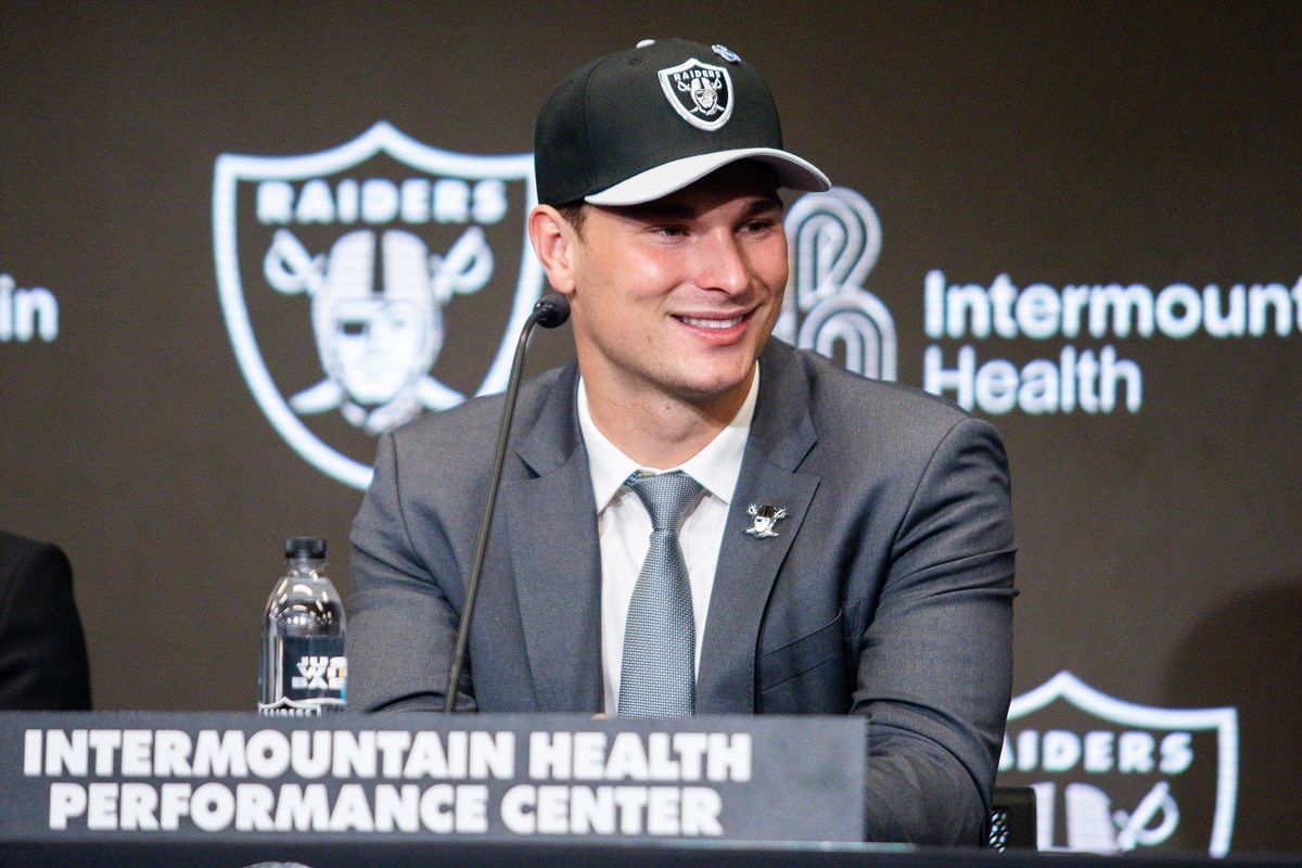 Las Vegas Raiders quarterback Fernando Mendoza looks to the side during a press conference, Friday April 24, 2026 in Henderson, Nev. Las Vegas Raiders quarterback Fernando Mendoza looks to the side during a press conference, Friday April 24, 2026 in Henderson, Nev.