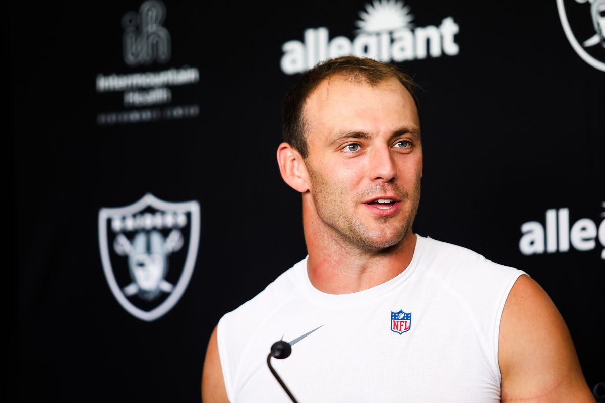 Las Vegas Raiders tight-end Brock Bowers (89) speaks to the media after Raiders Training Camp at Intermountain Health Performance Center, Friday July 31, 2026 in Henderson, Nev. Las Vegas Raiders tight-end Brock Bowers (89) speaks to the media after Raiders Training Camp at Intermountain Health Performance Center, Friday July 31, 2026 in Henderson, Nev.