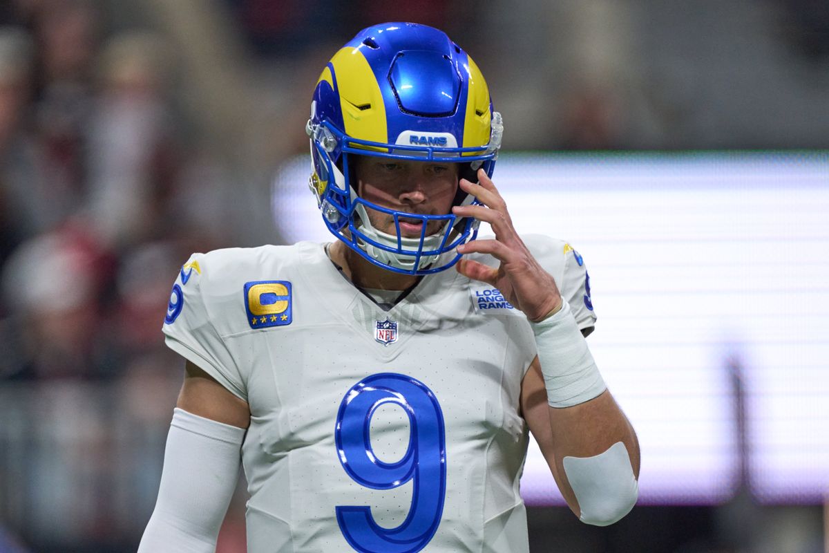 Los Angeles Rams quarterback Matthew Stafford (9) looks on during an NFL football game against the Atlanta Falcons, on Monday, December 29, 2025 in Atlanta, Geor. Los Angeles Rams quarterback Matthew Stafford (9) looks on during an NFL football game against the Atlanta Falcons, on Monday, December 29, 2025 in Atlanta, Geor.