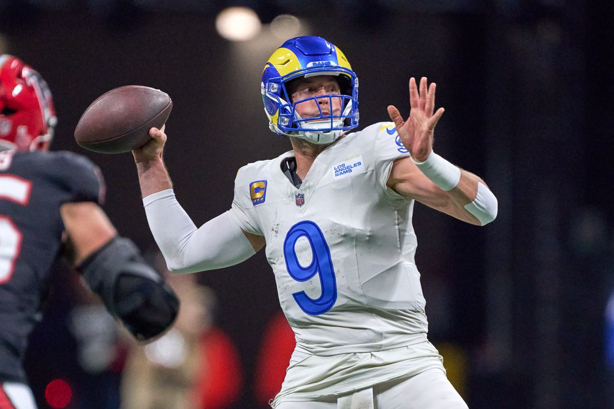 Los Angeles Rams quarterback Matthew Stafford (9) throws the football during an NFL football game against the Atlanta Falcons, on Monday, December 29, 2025 in Atlanta, Geor. Los Angeles Rams quarterback Matthew Stafford (9) throws the football during an NFL football game against the Atlanta Falcons, on Monday, December 29, 2025 in Atlanta, Geor.