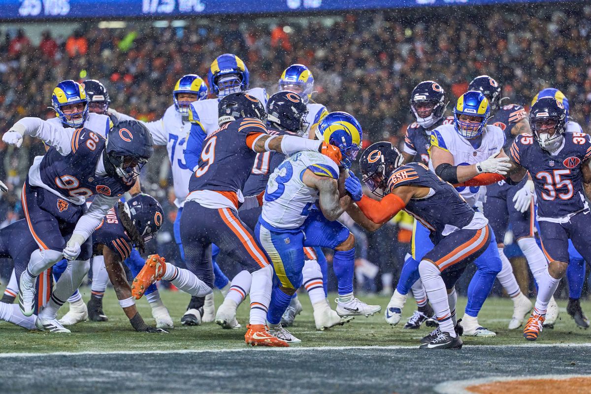 Los Angeles Rams running back Kyren Williams #23 runs with the football and scores a touchdown in the first quarter during an NFL Divisional football game against the Chicago Bears, on Sunday, January 18, 2026 in Chicago, Illinois. Los Angeles Rams running back Kyren Williams #23 runs with the football and scores a touchdown in the first quarter during an NFL Divisional football game against the Chicago Bears, on Sunday, January 18, 2026 in Chicago, Illinois.