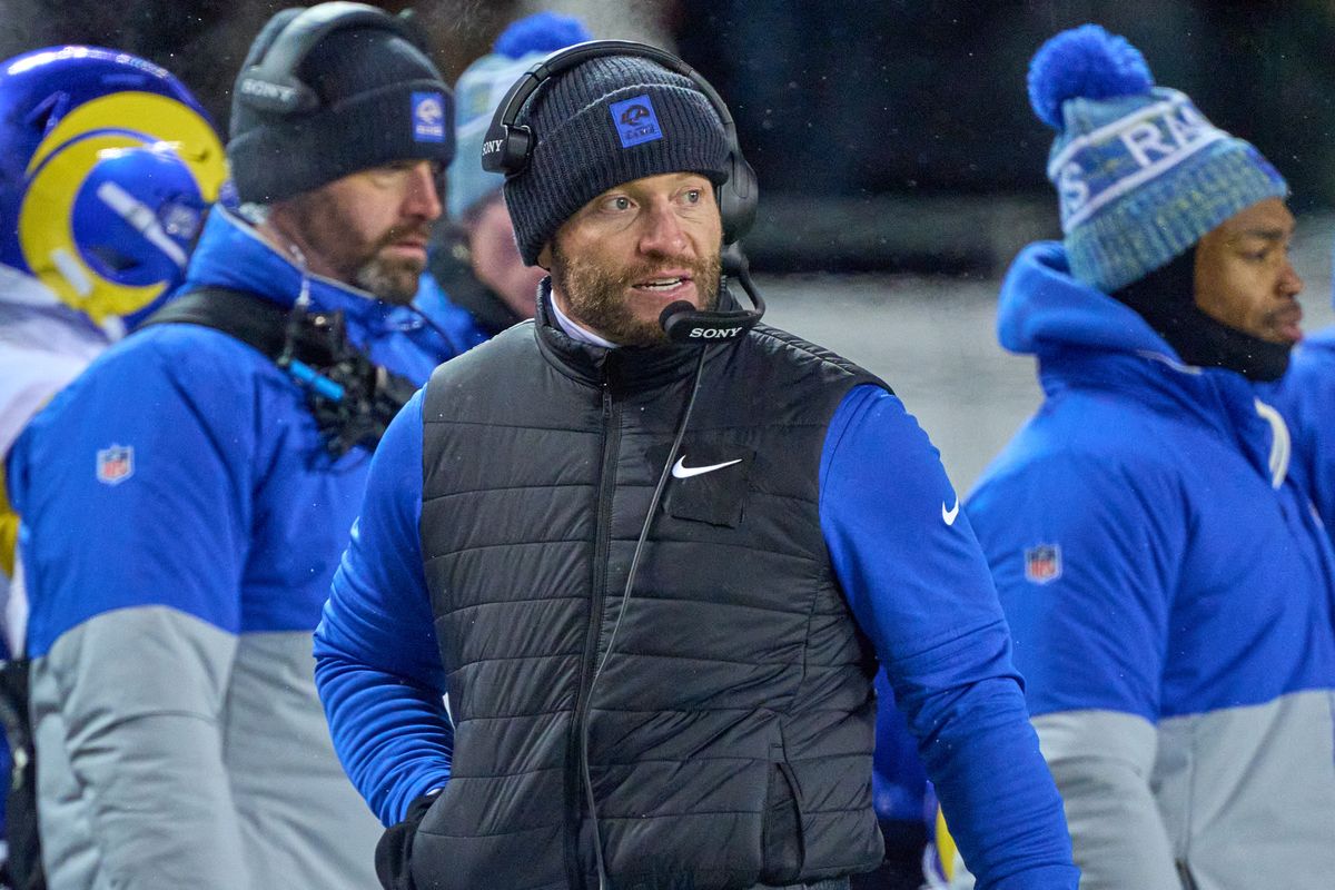 Los Angeles Rams head coach Sean McVay looks on during an NFL Divisional football game against the Chicago Bears, on Sunday, January 18, 2026 in Chicago, Illinois. Los Angeles Rams head coach Sean McVay looks on during an NFL Divisional football game against the Chicago Bears, on Sunday, January 18, 2026 in Chicago, Illinois.