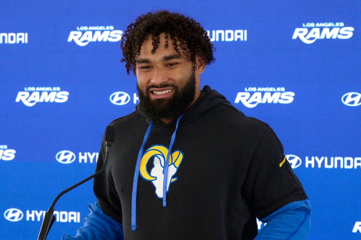 The Los Angeles Rams RB Kyren Williams #23 talks during a press conference, April 20th, 2026 in Woodland Hills California. The Los Angeles Rams RB Kyren Williams #23 talks during a press conference, April 20th, 2026 in Woodland Hills California.