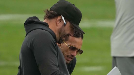 Nov 2, 2023; Frankfurt, Germany; Miami Dolphins offensive coordinator Frank Smith (left) and coach Mike McDaniel during practice at the PSD Bank Arena. Nov 2, 2023; Frankfurt, Germany; Miami Dolphins offensive coordinator Frank Smith (left) and coach Mike McDaniel during practice at the PSD Bank Arena.