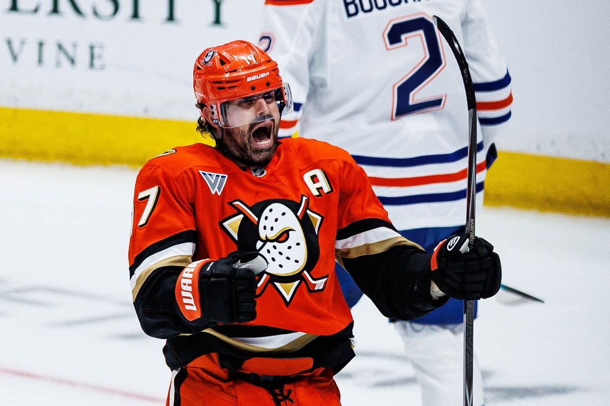 Alex Killorn #17 of the Anaheim Ducks celebrates after scoring a goal during an NHL Playoffs game against the Edmonton Oilers on April 24, 2026 at Honda Center in Anaheim, California. Alex Killorn #17 of the Anaheim Ducks celebrates after scoring a goal during an NHL Playoffs game against the Edmonton Oilers on April 24, 2026 at Honda Center in Anaheim, California.