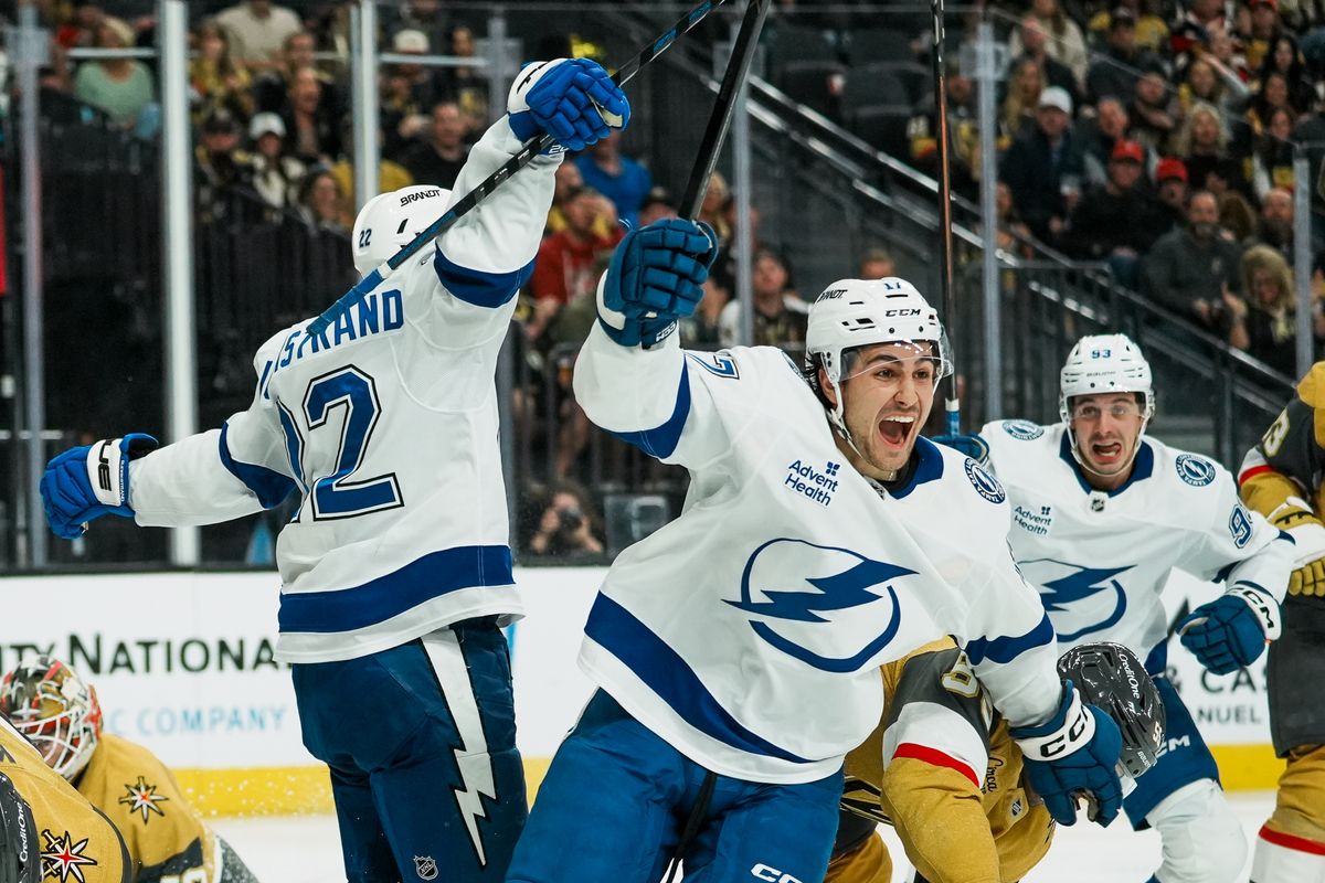 Vegas Golden Knights right wing Mitch Marner (93) skates the puck down the ice during first period of NHL game against Tampa Bay Lightning on Tuesday, Nov. 6, 2025 at T-Mobile Arena in Las Vegas. Vegas Golden Knights right wing Mitch Marner (93) skates the puck down the ice during first period of NHL game against Tampa Bay Lightning on Tuesday, Nov. 6, 2025 at T-Mobile Arena in Las Vegas.